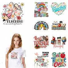 9 Sheets Teachers' Day Iron On Transfers,  DTF Transfer Ready to Press for T-Shirts,  Teaching Is A Work Of Heart Little Reasons Teacher Happy First Day Of School Best Teacher Ever Teach Love Inspire Principal , Easy Heat Transfer for Clothing, T-Shirts, Jeans, Backpacks, Hats & Pillows,  Washable Stickers Perfect for Casual Style, Ideal Gift for Women and Men. - Zufälliger Stil - Übersicht 1