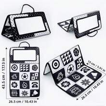 Newborn Foldable Cloth Book With Mirror, Infant Sensory Fabric Toy, Montessori Development Crawling Toy, Black And White Visual Stimulation Hanging Toy, Suitable For 0-18 Months Babies, Ideal Christmas/Birthday Gift For Baby Boys And Girls - Multicolor - View 13