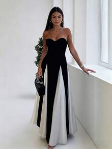 2026 Spring New Women's Clothing, Cross-Border European And American Dress, Sexy Waist-Cinching Pleated Solid Color Large Hem Strap Dress - 28986-圖片色 - 查看 3