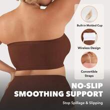 [Free Shipping]  Truekind Convertible Strapless Bandeau Bra With Wireless Comfort, Anti-Slip Grip & Removable Straps - White - View 4