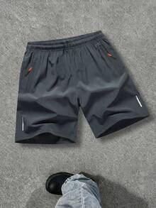 Tween Boy Casual Stretch Sports Shorts, Lightweight Quick-Dry Outdoor Shorts For Spring/Summer, Versatile For Campus And Outdoor Wear - Dark Grey - View 2