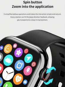 1pc Unisex Black Silicone Strap 2.05" Full Touch Square Screen Smartwatch With Heart Rate Monitoring And Calling Function, Compatible With Android And IOS (Bluetooth) - Black - View 6