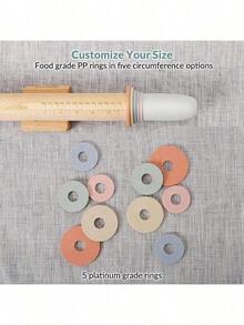 Adjustable Wood Rolling Pin With 5 Thickness Rings, Precise Dough Roller Handle Press Design With Measurement Guide For Fondant, Pizza, Pie Crust, Cookie, Pastry Baking Decorating Accessories - West - View 8
