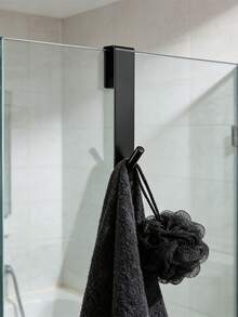 2 piezas Ganchos para baño montados en la pared con acabado dorado cepillado | Diseño curvo con tapa esférica, estilo moderno y ahorro de espacio, adecuado para puertas de vidrio, barras de cortina de ducha, toalleros - Fácil de instalar, anticorrosión - Multicolor - Ver 5