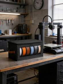 Caja de almacenamiento y estantería organizadora para filamento de impresión 3D - Caja de almacenamiento: Adecuada para entornos domésticos, de oficina o de estudio. Diseño de alta capacidad: Acomoda múltiples rollos de filamento; también es una opción ideal para organizar CDs, ropa, calcetines, herramientas y otros artículos. - Multicolor - Ver 2
