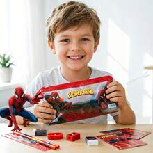 Bộ văn phòng phẩm chủ đề Người Nhện siêu anh hùng MARVEL dành cho trẻ em, bao gồm hộp bút trong suốt, thước kẻ, tẩy, gọt bút chì, sổ tay và bút chì, món quà lý tưởng cho học sinh. - Nhiều màu - Xem 4