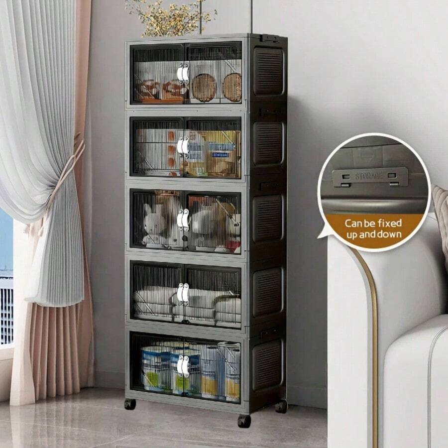 5-Tier Stackable Storage Box With Lid And Wheels Suitable For Home, Office, Dormitory, Snacks