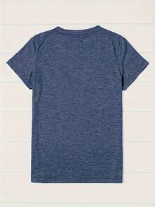Elegante Camiseta de Fiesta para Mujer con Estampado Floral Colorido, Cuello Redondo y Manga Corta| Elegante y fotogénico, perfecto para primavera/verano/otoño. - azul real - Ver 2
