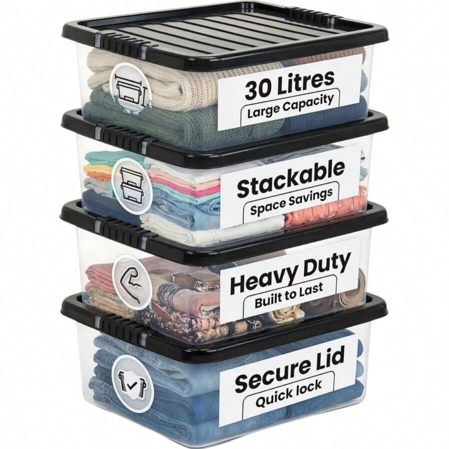 2/4 Pack 30L Underbed Storage Containers, Maximize Your Space, Heavy-Duty Underbed Storage Boxes - 4 - Pack - View 1