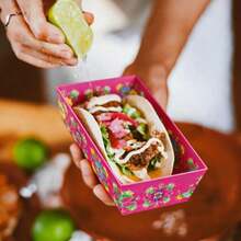 DMexican Fiesta Paper Food Serving Trays 60 Pcs Disposable Cinco De Mayo Food Snack Taco Nacho Bowls Plates Containers Festival Birthday Party Plies Decorations - Nhiều màu - Xem 5