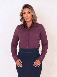 Slim-Fit Long-Sleeved Shirt | Blouse | Evangelical Fashion | Women's Blouse | Formal - 紫色 - 查看 8