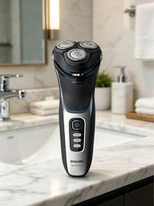 PHILIPS S3216/12 电动剃须刀，干湿两用，带鬓角修剪器，强劲马达，全身可水洗，剃须效果极佳，电池续航时间长，充电速度快 - 黑色 - 查看 8