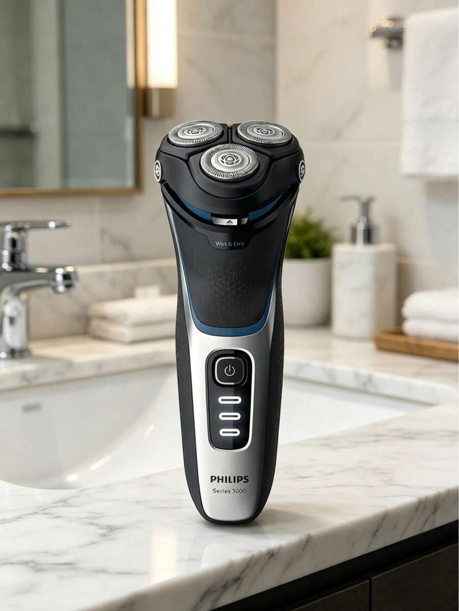 PHILIPS S3216/12 电动剃须刀,干湿两用,带鬓角修剪器,强劲马达,全身可水洗,剃须效果极佳,电池续航时间长,充电速度快 - 黑色 - 查看 1