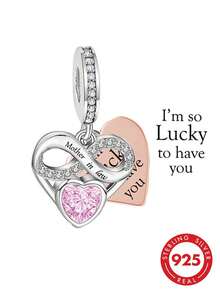 1 pieza Colgante conmemorativo en forma de corazón con incrustaciones de circonita y nombre de familia, de plata de ley 925, minimalista, regalo de cumpleaños unisex - Plateado - Ver 1