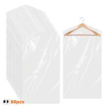 50pcs Transparent Plastic Garment Dust Cover Bags, Protective Clothing Covers For Shirts, Dresses And Coats - White - View 10
