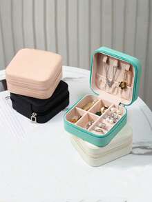 1pc Mini Travel Jewelry Box, Multifunctional Jewelry Organizer, Earring Pendant Storage Box, Multifunctional Waterproof Jewelry Display Box, Suitable For Rings, Earrings, Necklaces, Bracelets, Perfume, Watches Storage And Organization, Travel Essential, Suitable As Gift For Family, Friends, Girlfriend, Birthday Gift, Valentine's Day Gift - Multicolor - View 5