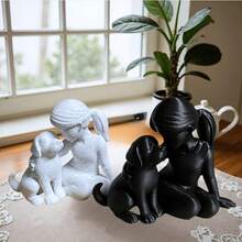 Nordic Style Girl And Dog Sculpture, Warm Home Decor And Desktop Ornament - Desktop Decorative Art Pieces - View 10
