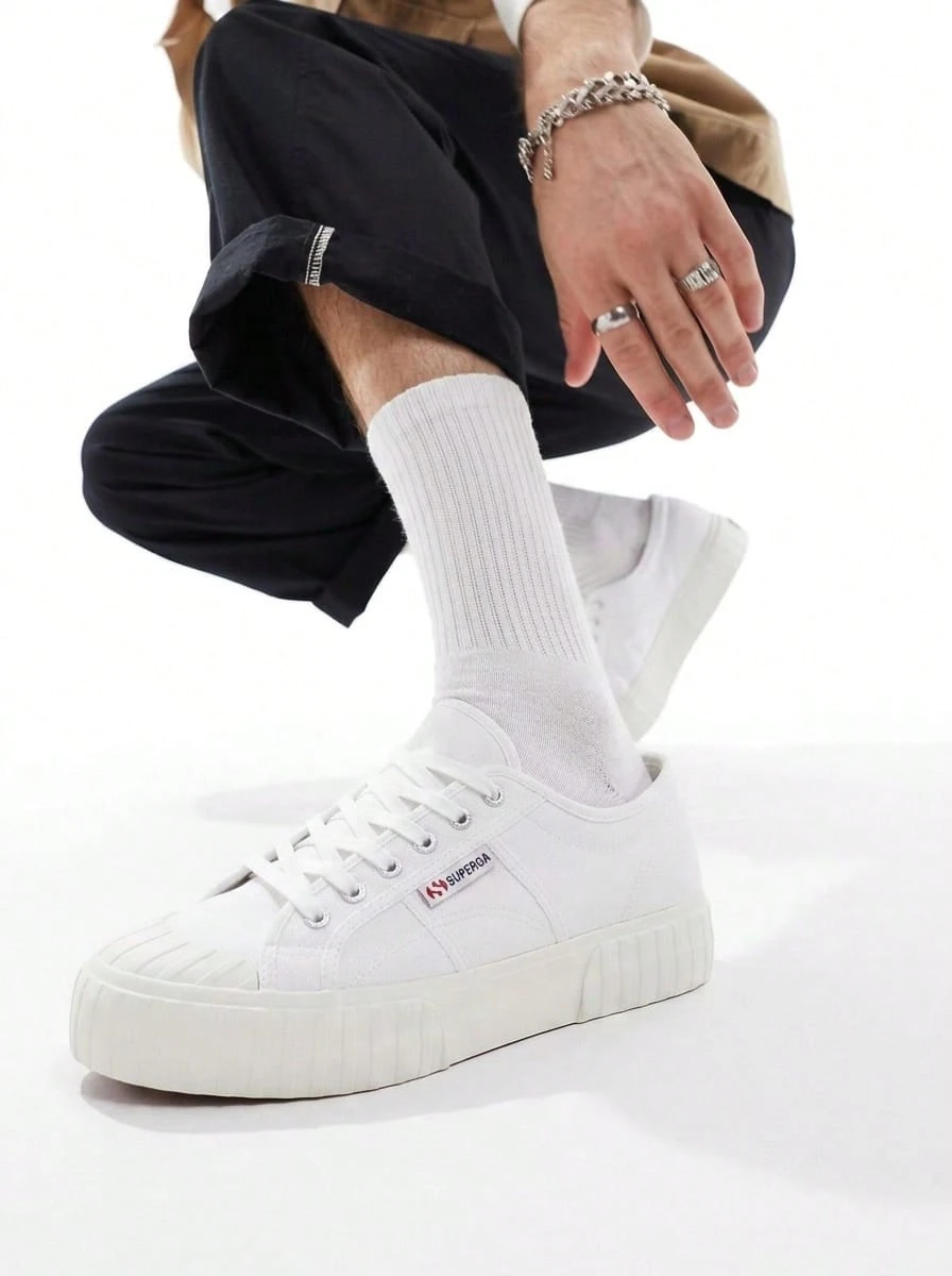 Superga 2631 Stripe Platform Women Casual Shoes White S5111SW - trắng - Xem 1