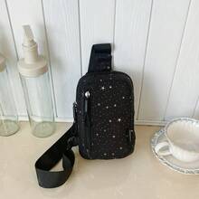 1个尼龙五角星图案休闲拉链斜挎胸包，轻便百搭，适合户外/日常使用，男女通用 - 均碼 - 查看 11