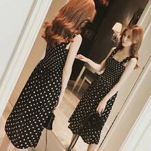 Vestido de verano sin mangas para mujer, traje Sexy con Espalda descubierta, tirantes finos, estilo playero, camisola con hombros descubiertos y pliegues - Negro - Ver 3
