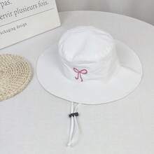 1 pieza Sombrero de cubo unisex de unicolor con cordón, protección solar UPF 50+, adecuado para la playa, al aire libre, senderismo, sombrero de cubo de ala ancha plegable para el verano - Multicolor - Ver 8