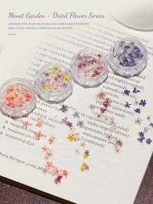 Adesivos de Arte de Unhas com Flores Secas de Jardim Primavera/Verão, Adesivos de Arte de Unhas com Flores Secas Reais, Decoração de Unhas DIY, Encantos de Unhas - Multicolorido - Visão 6