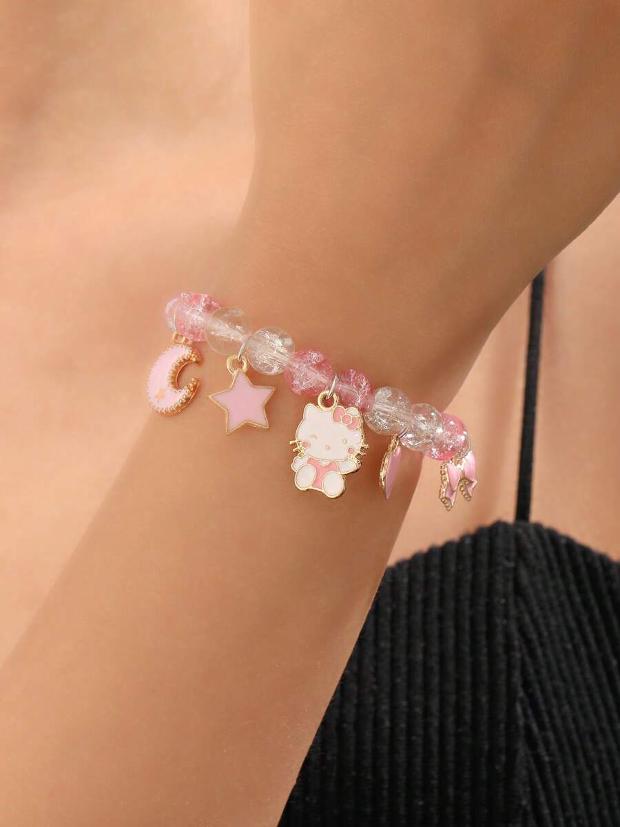 Vòng tay mặt dây chuyền hình mèo, sao, trăng của Sanrio KT, phong cách Nhật Bản & Hàn Quốc, dễ thương và ngọt ngào theo chủ đề Kawaii Dopamine. - Nhiều màu - Xem 1