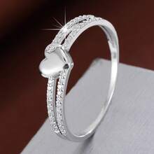 1 chiếc nhẫn nữ hình trái tim tối giản đính đá Cubic Zirconia, quà tặng ngày lễ - Nhiều màu - Xem 13