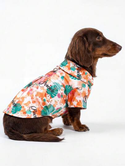 1 pieza Ropa para mascotas, Ropa para exteriores e interiores para perros pequeños, cachorros, gatos, estilo europeo y coreano, camisa casual con estampado floral - Soda de verano