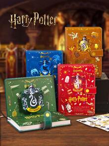Harry Potter 1本哈利波特学校笔记本，设计精美，印有学院图案（，），内含2张贴纸、快速通行证、魔法冒险地图，适合哈利波特粉丝，生日礼物，返校用品[官方授权] - 彩色 - 查看 2
