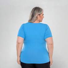 Set Of 2 Women's Basic Comfortable Short-Sleeve Square Neck Plus Size Blouses - Red-blue - View 4