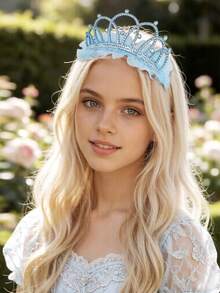 4pcs Princess Crown Headbands For Girls, Rhinestone Mesh Hair Bands For Girls, Suitable For Birthday Party, Ball - Multicolor - View 7