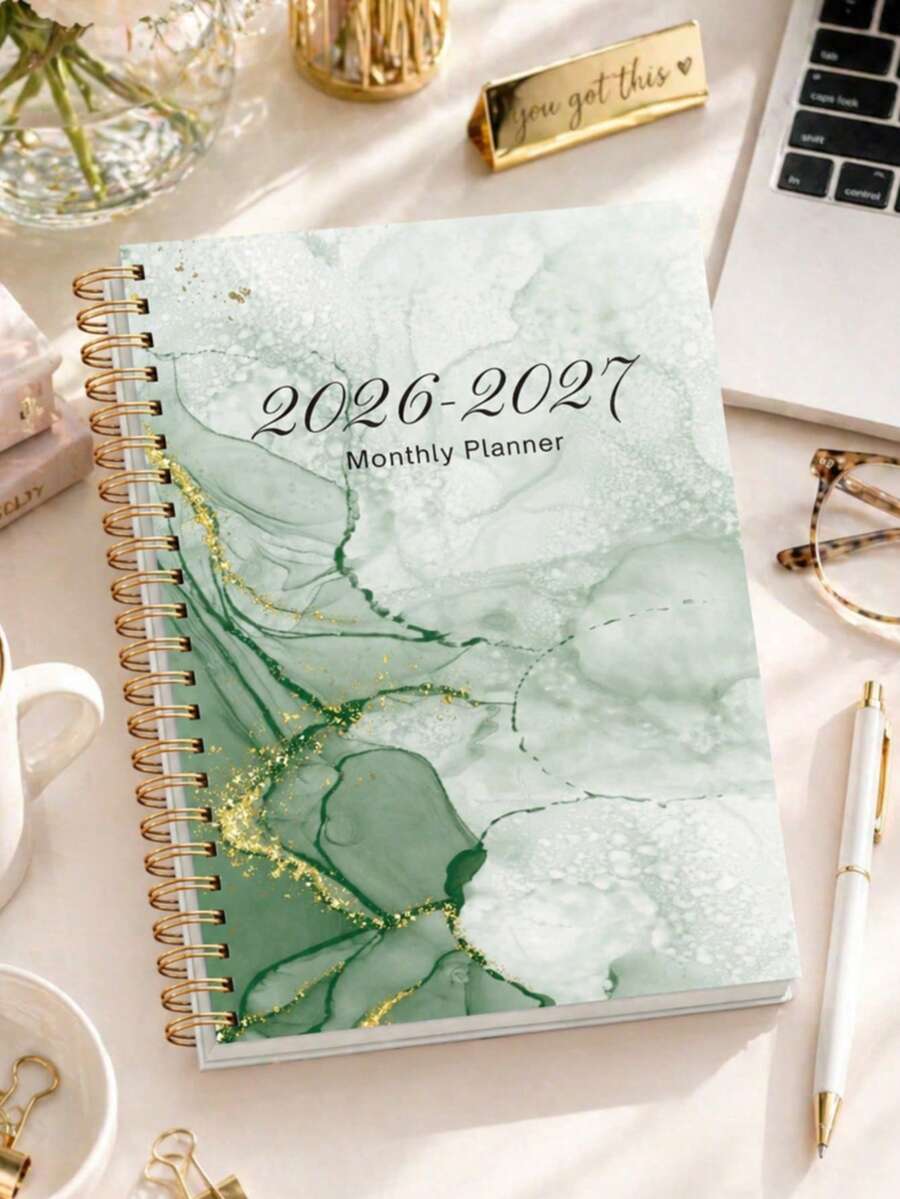 2026–2027 Monthly Planner 2-Year Weekly Daily Planner Calendar Notebooks Spiral Organizer For Productivity & Time Management, School Supplies Office Supplies Desk Accessories Mothers Day Gift - Green - View 1