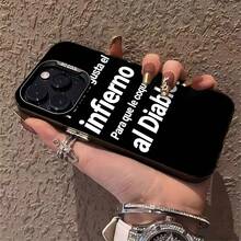 Texto blanco sobre fondo negro con temática diabólica.funda de teléfono Fundas compatibles con ,Apple,VIVO,OPPO,,, y Honor.Fabricadas en silicona TPU,ofrecen protección contra golpes y caídas. - Negro - Ver 5