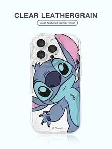 1 pieza Nuevo estuche protector anti-caída de alta densidad con cojín de aire, diseño minimalista y lindo de Stitch de Disney con licencia oficial, cubierta de protección gruesa compatible con Apple iPhone 17 Pro Max/Air, 16, 11/12/13/14 Plus, XR, 15 Pro Max - transparente - Ver 1