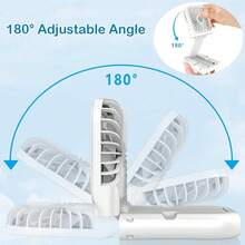 3000mAh Rechargeable Portable Neck Hanging Fan, 3-Speed Adjustable Square Foldable Handheld Fan With Digital Display, Long-Lasting Personal Cooling Fan, Ultra-Quiet USB Mini Fan Suitable For Travel, Outdoor, Office Desk - Multicolor - View 6