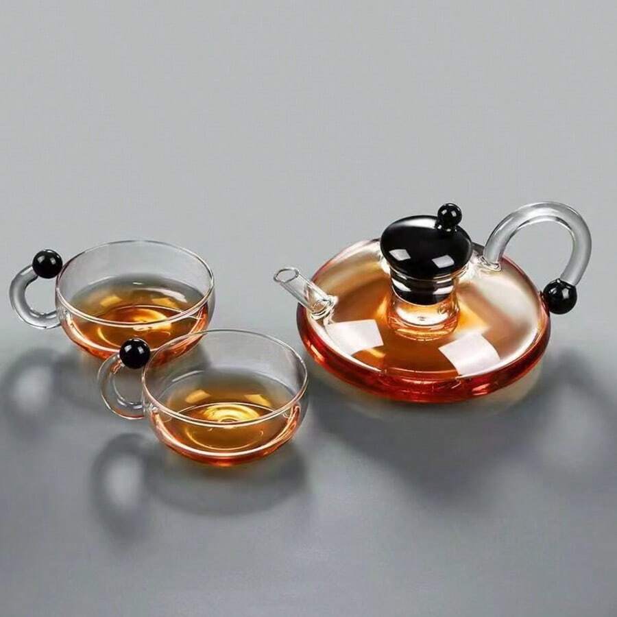 轻奢玻璃下午茶茶壶 高价值复古水果花茶茶壶茶壶套装