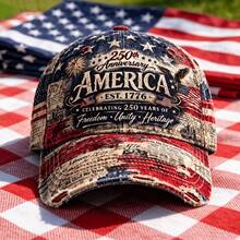 250th Anniversary Commemorative Baseball Cap, Damaged American Flag Print Sun Hat, Fashionable Patriotic Hat, Unisex - Nhiều màu - Xem 4