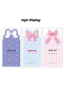 50pcs Cute Pink Bow Stickers, Suitable For Gift Wrapping And Decoration, Perfect Fit For Gift Boxes, Disposable Paper Stickers, Suitable For Small Businesses, Wedding Gift Wrapping, Commercial Use, Simple Design Adhesive Seal Stickers - Multicolor - View 5