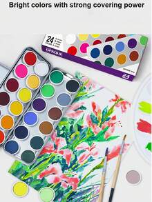 24 Colors Semi-Moist Classic Opaque Watercolor Paint Set, Professional Artist Beginner Amateur Hobby Painting Supplies - Sets - View 5
