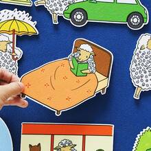 hoojojo 22Pcs Where Is The Green Sheep Felt Story Set, Animal Color Story Board Flannel Board Props, Interactive Role Play Game, Color Recognition Cognitive Learning Supplies Stationery Back To School Activity - Multicolor - View 5