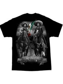 [Soft 100% Cotton] Pancho Villa Revolucion Mexico Chicano Art David Gonzales DGa T-Shirt, Men And Women's Clothing - Hoodie, Tee And Sweatshirt Full Size S-5XL - White - View 1