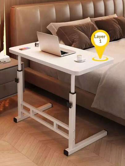 Mesa de noche, móvil, mesa pequeña y sencilla, para uso en dormitorio, escritorio de estudiante, fácil de levantar, para dormitorio, escritorio de computadora perezoso, sin ruedas