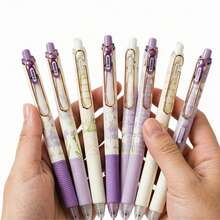 4pcs Floral Gel Pens, 0.5mm Fine Tip, Premium Series, Suitable For Journaling, Note-Taking, Cute Office & School Supplies, Unisex, Back To School Gift - Lilac Purple - View 12