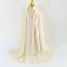 1pc Women's Solid Color Pearl Chiffon Soft Headscarf, Arabic Casual Long Scarf, Plain Headwrap, Suitable For Vacation, Party, Wedding, Evening Dress, Middle Eastern Daily Use - Beige - View 3