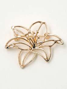 1pc Geometric Pattern Casual Zinc Alloy Brooch - Flower Gold - View 10
