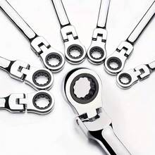 5pcs Flexible Head Ratchet Wrench Set, Metric, Chrome Vanadium Steel Tool Kit - Electroplated movable head ratchet wrench single 10MM - View 6