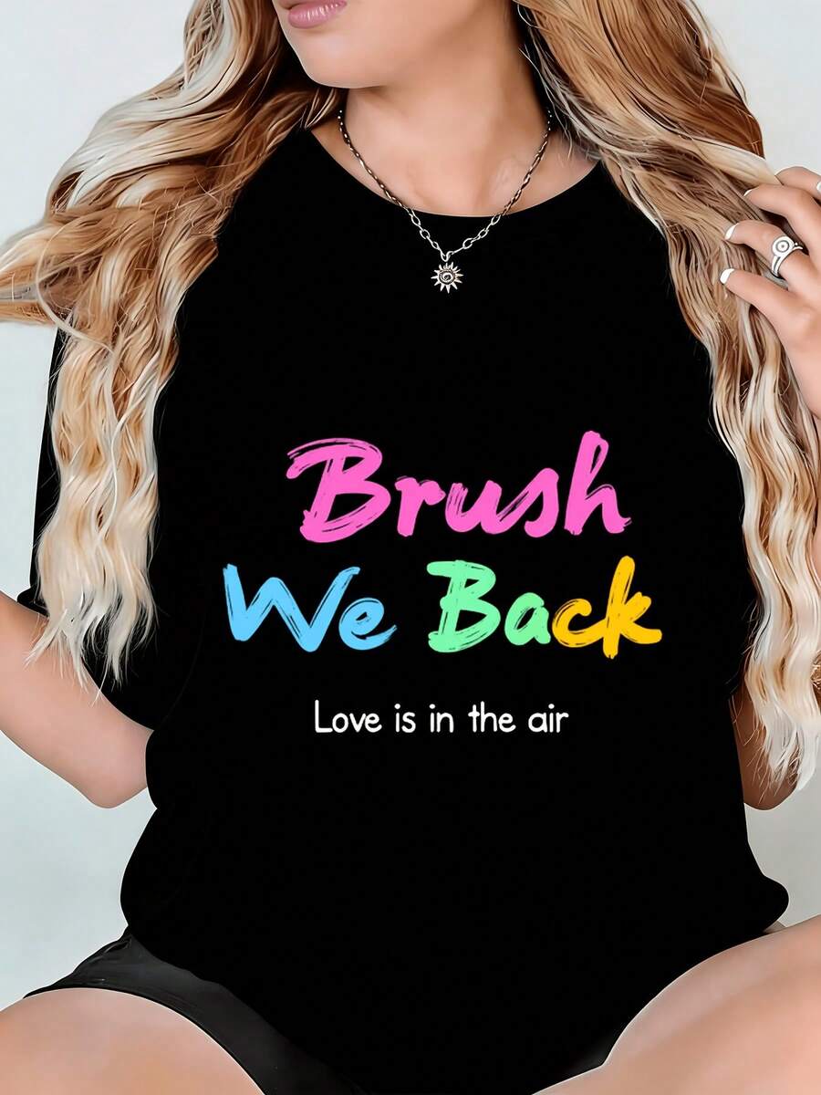 Pincel de la camiseta de la mujer que volvemos el amor está en el aire cómodo cuello de la tripulación máquina lavable adecuado para el traje casual