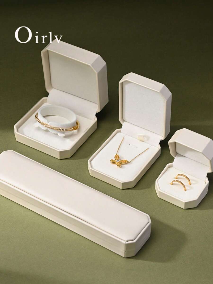 Hộp đựng nhẫn bằng da Oirlv, hộp đựng trang sức cưới cho bông tai, vòng tay, dây chuyền, hộp đựng nhẫn cầu hôn.