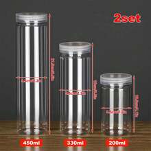 6pcs Transparent Plastic Jars With Screw Lids, 3 Sizes: 200ml/330ml/450ml, Cylindrical Clear Design, Food Storage Containers For Dry Goods, Pasta, Spices And Kitchen/Home Organization - Clear - View 10